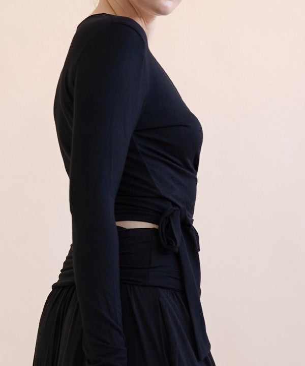 Bamboo Flow Wrap Crop Top (Long Sleeve)