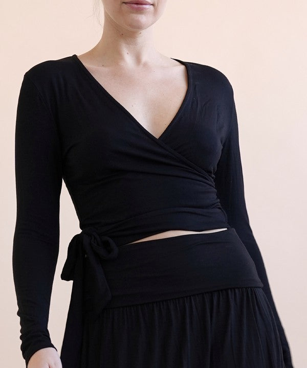 Bamboo Flow Wrap Crop Top (Long Sleeve)