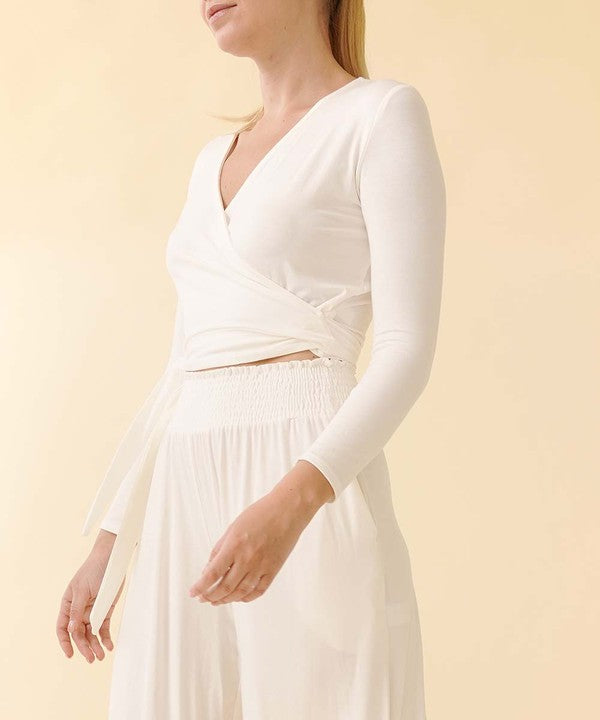 Bamboo Flow Wrap Crop Top (Long Sleeve)