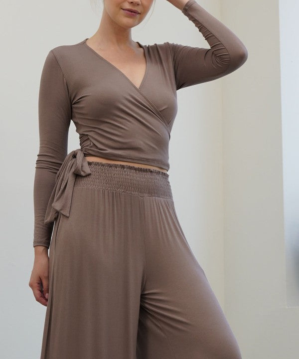 Bamboo Flow Wrap Crop Top (Long Sleeve)