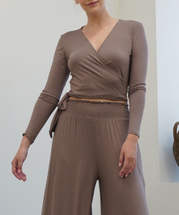 Bamboo Flow Wrap Crop Top (Long Sleeve)