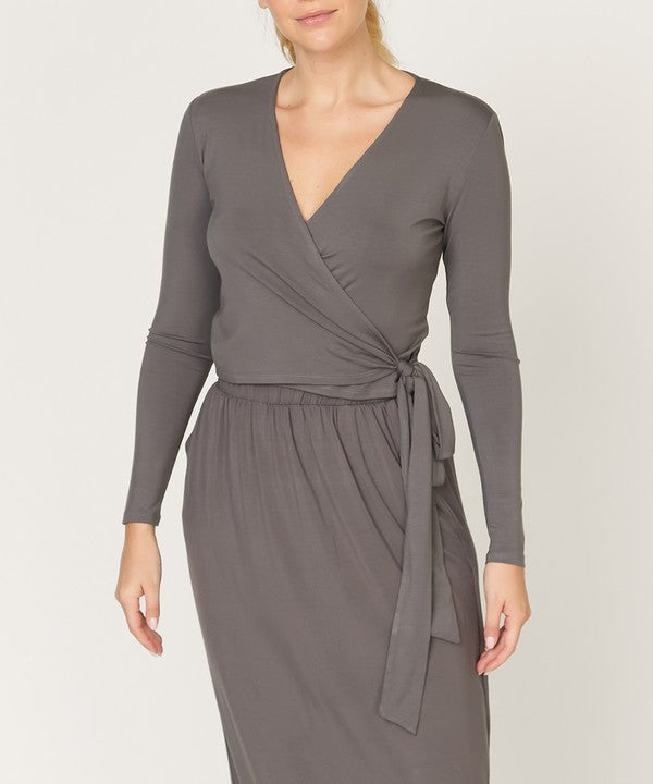 Bamboo Flow Wrap Crop Top (Long Sleeve)