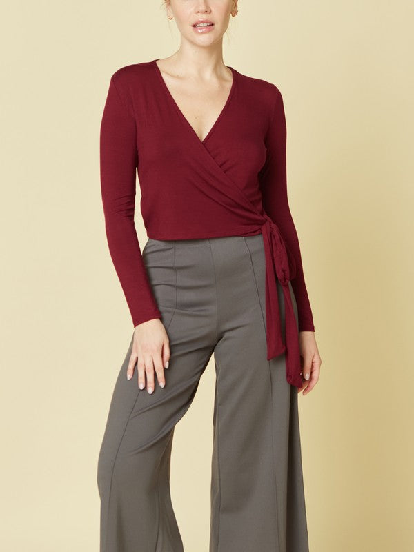 Bamboo Flow Wrap Crop Top (Long Sleeve)