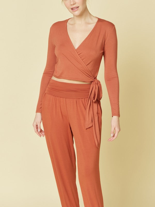 Bamboo Flow Wrap Crop Top (Long Sleeve)