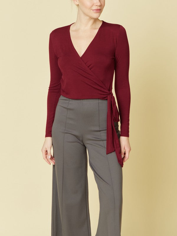 Bamboo Flow Wrap Crop Top (Long Sleeve)