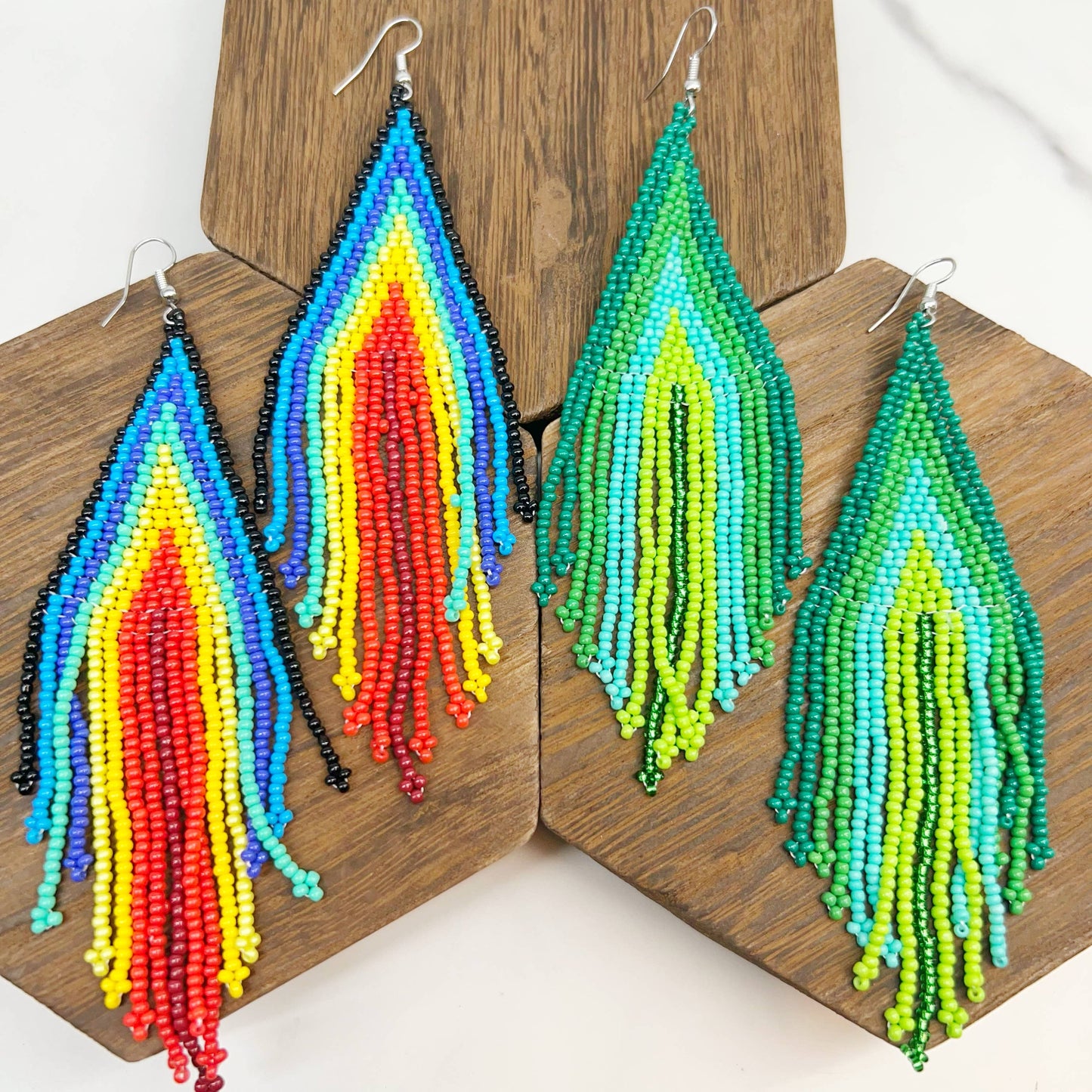 Beaded Boho Fringe Earrings