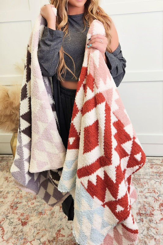 Plush Aztec Throw Blanket