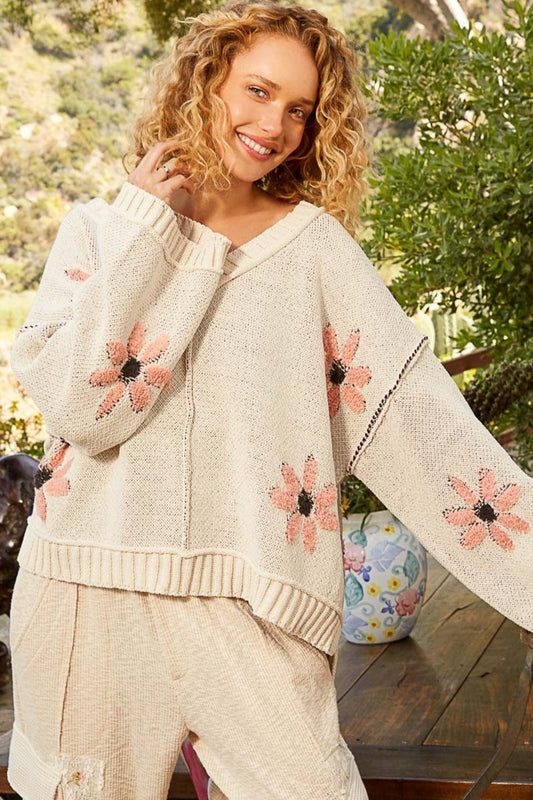 Floral Pattern Chenille Sweater