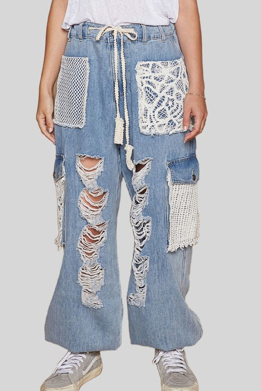 Boho Threads Distressed Jeans