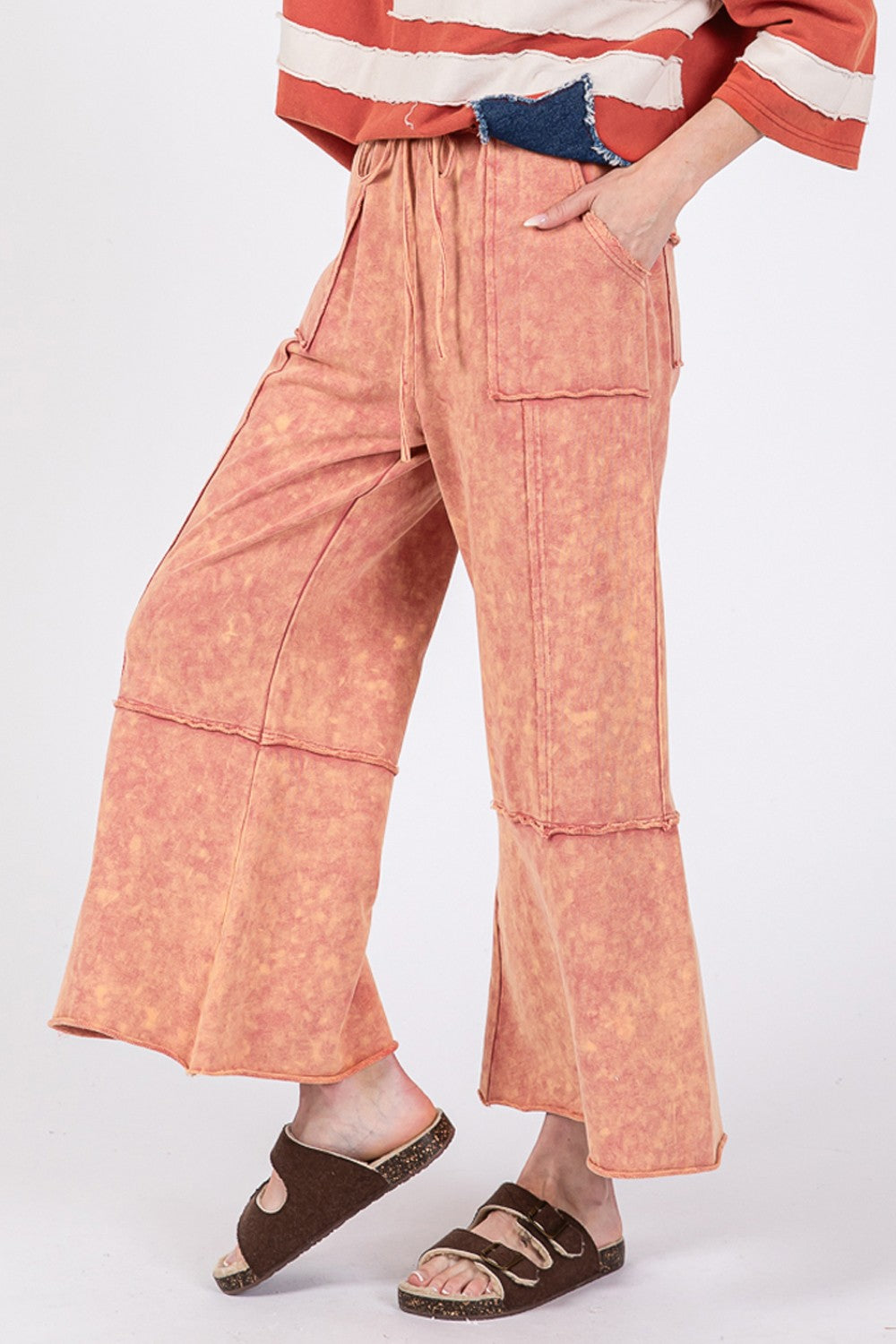 Mineral Washed Wide Leg Pants