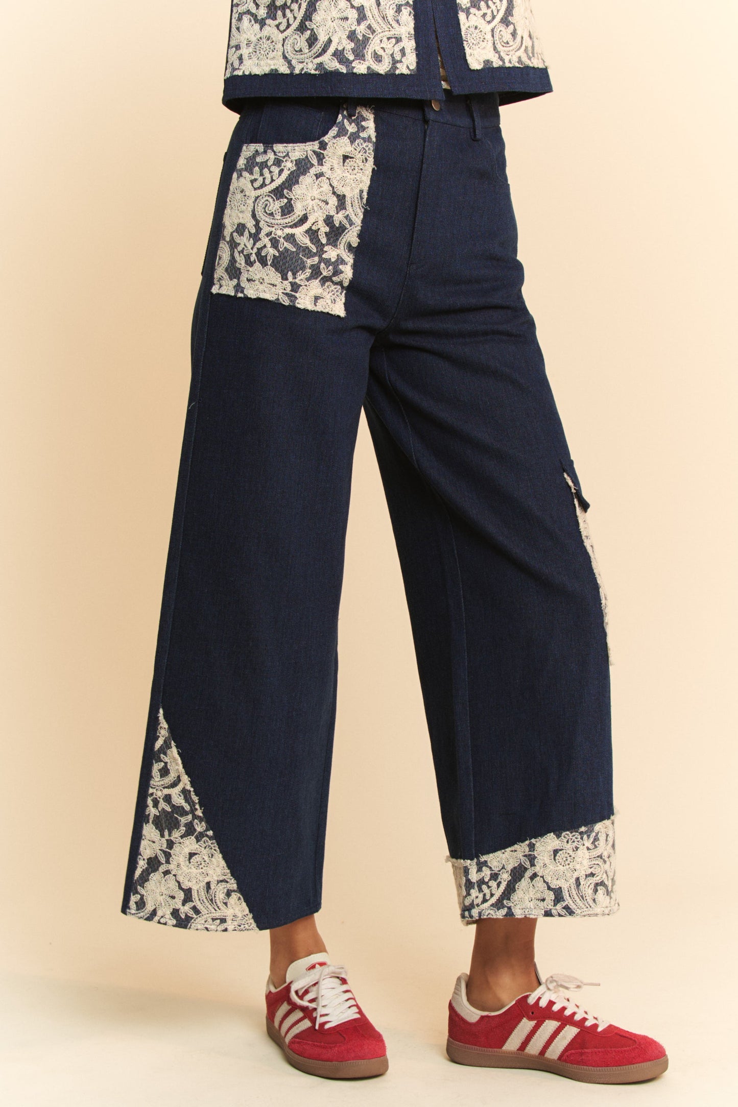 Lace Haven Wide Leg Jeans (Dark Wash)