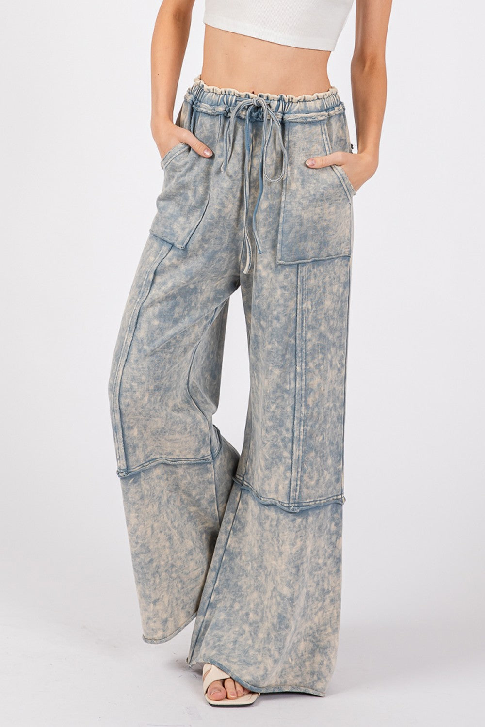 Mineral Washed Wide Leg Pants