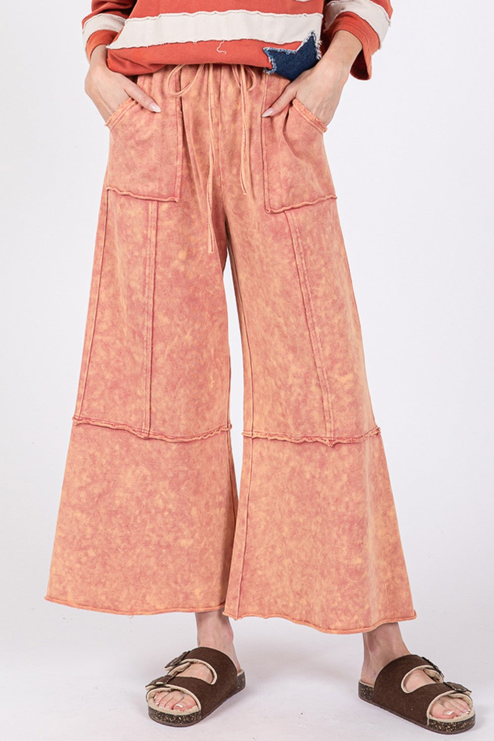 Mineral Washed Wide Leg Pants