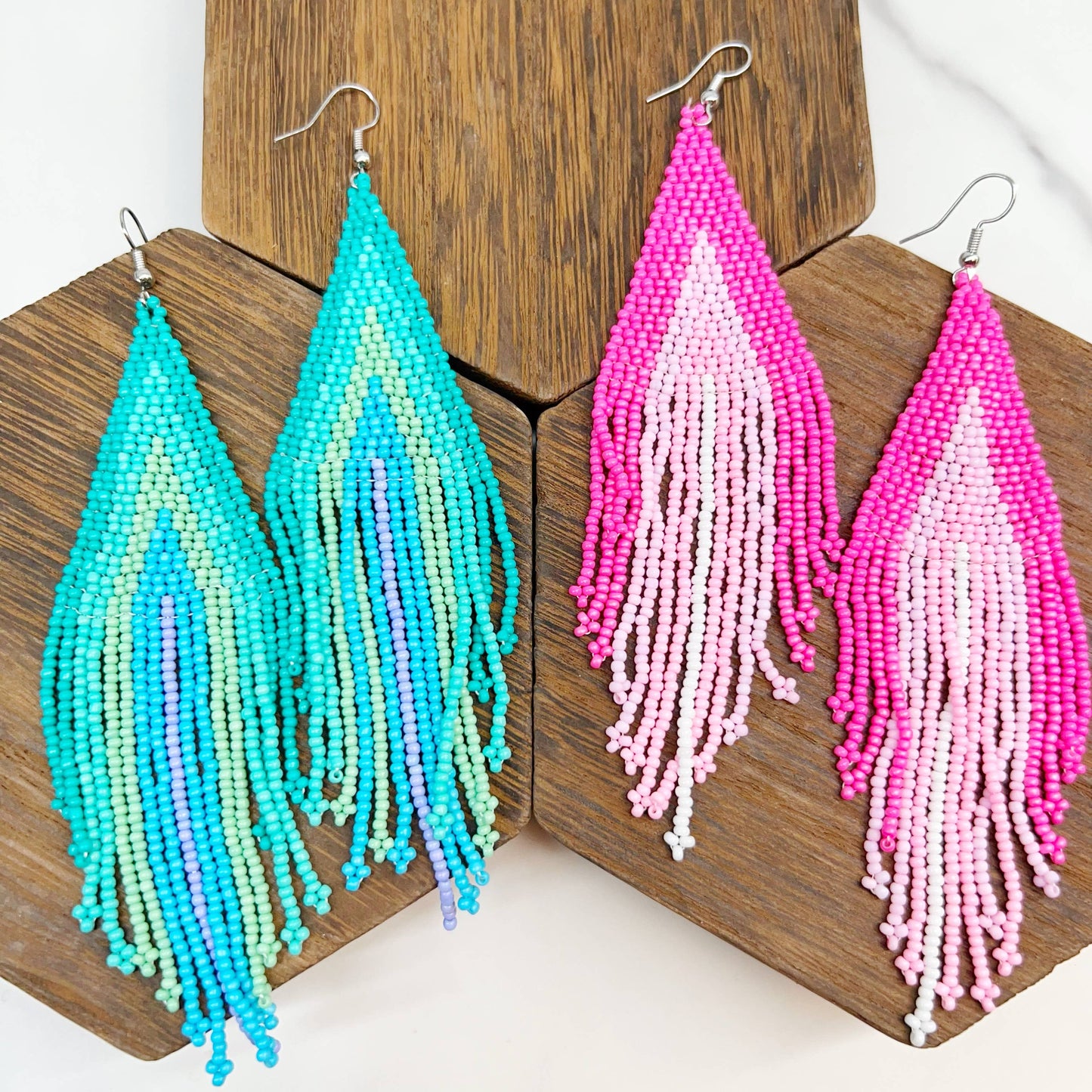 Beaded Boho Fringe Earrings