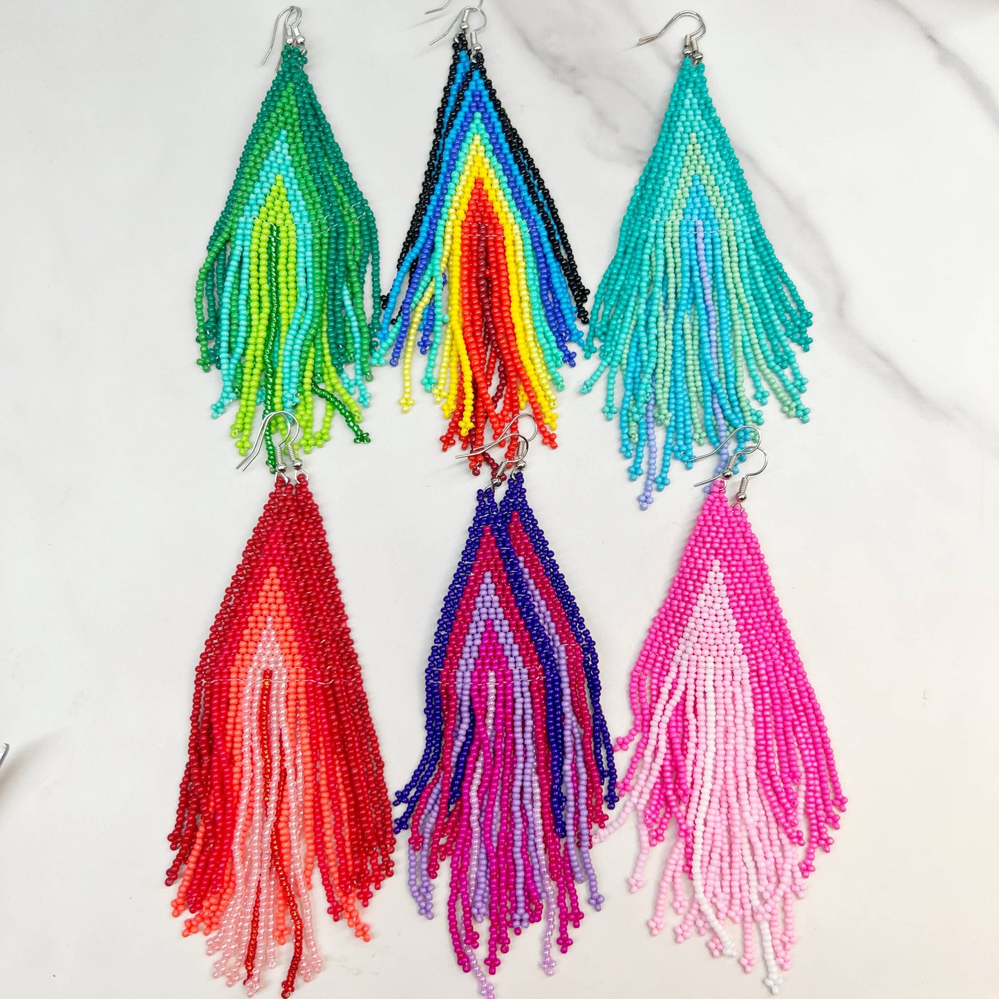 Beaded Boho Fringe Earrings