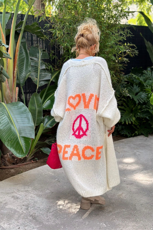 Peace & Love Long Knit Cardigan