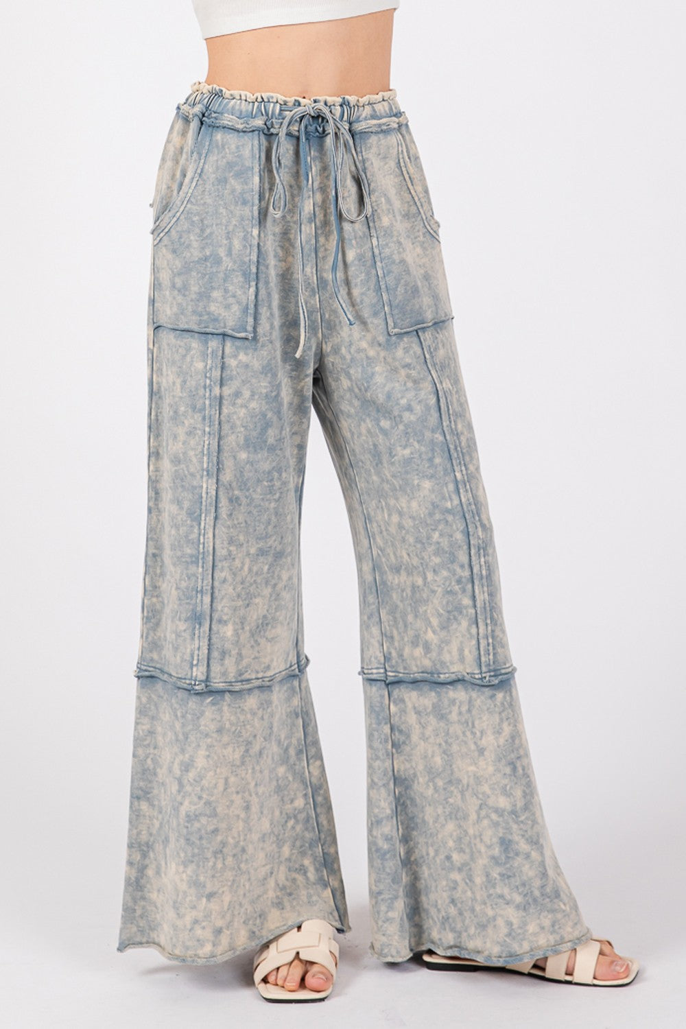 Mineral Washed Wide Leg Pants