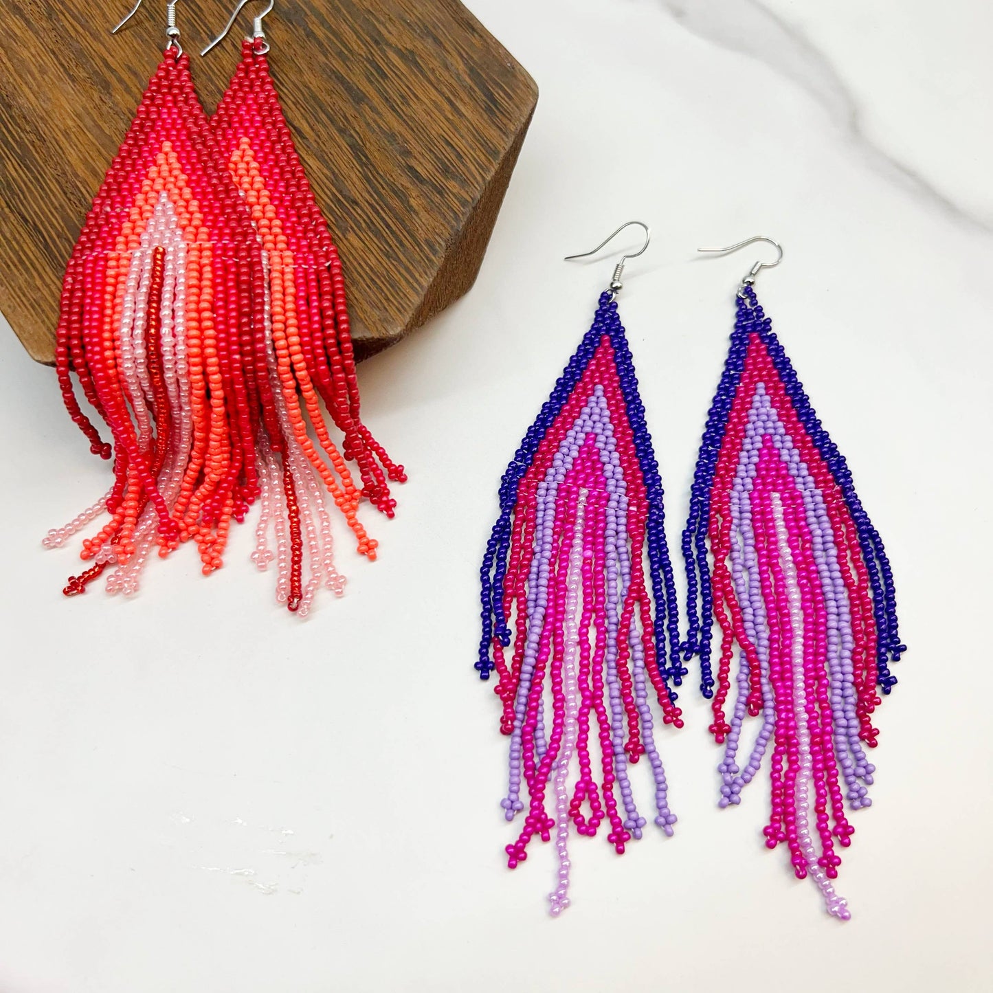 Beaded Boho Fringe Earrings