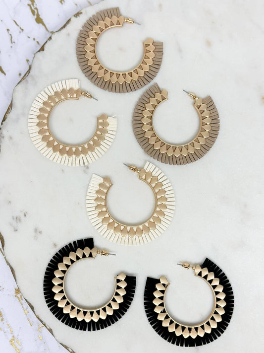 Suede Fringe Hoop Earrings