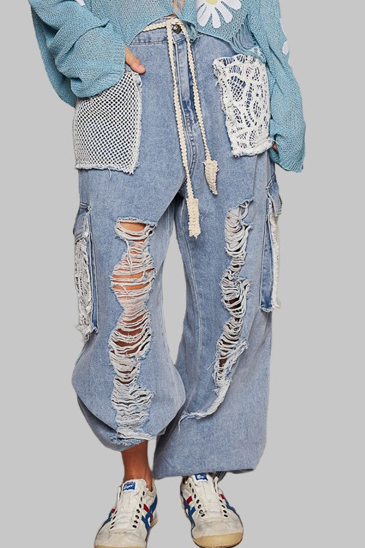 Boho Threads Distressed Jeans