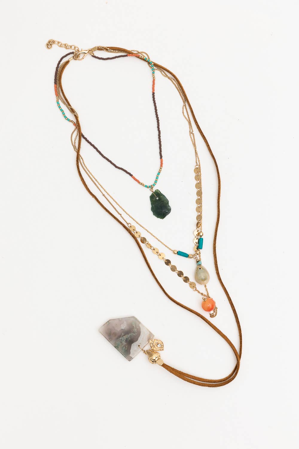 Four Layer Stone and Shell Bohemian Necklace 🔮