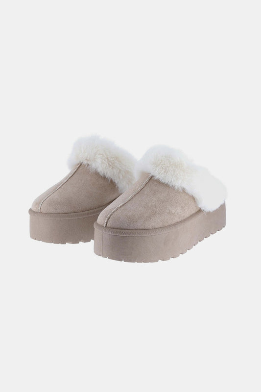 Versatile Fur Trim Snow Slippers