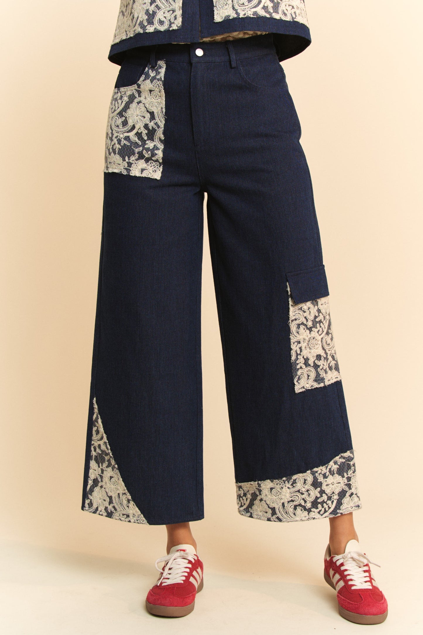 Lace Haven Wide Leg Jeans (Dark Wash)