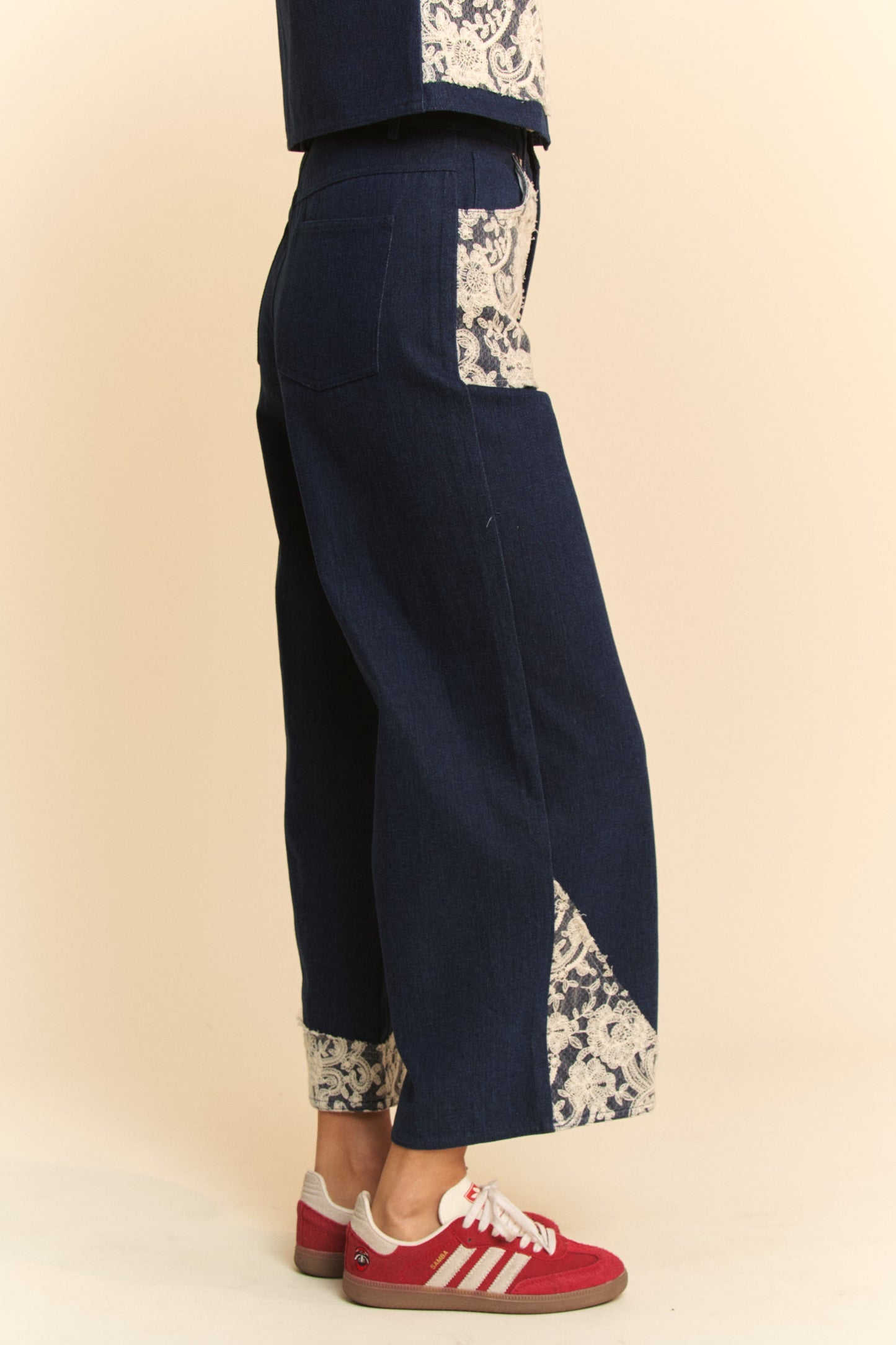 Lace Haven Wide Leg Jeans (Dark Wash)